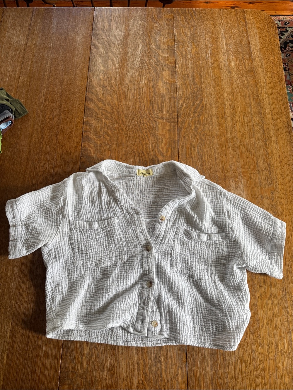 Love Notes Off White Gauze Button Crop Top